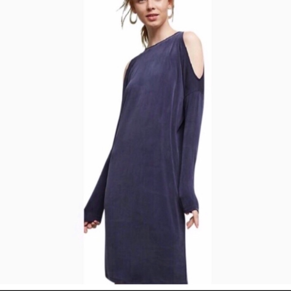 Anthropologie Cold Shoulder Long Sleeve Midi Dress, Navy Blue